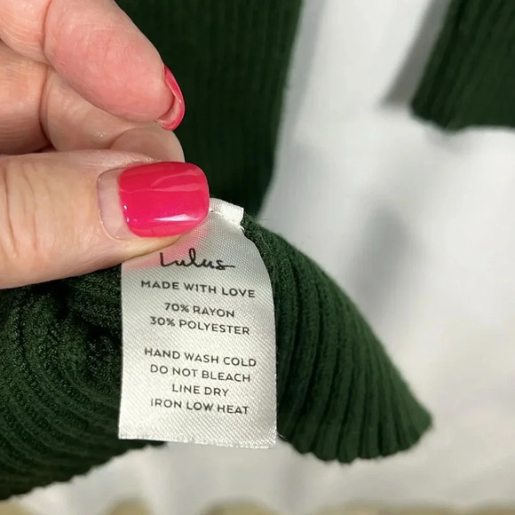 Lulu’s Womens Sweater Dress S Forest Green Midi Ribbed Cutout Back Bodycon EUC - Picture 8 of 11